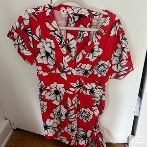 Marissa Webb Luciano Print Mini Dress Peony Cardinal Red Size Medium